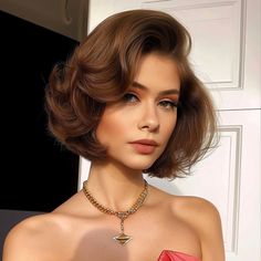 Retro Inspired Voluminous Bob Glamourous Hairstyles For Short Hair, Hairstyles For Short Hair In Wedding, Short Big Hair, Short Big Wavy Hair, Wedding Blowout Hair Short, Hollywood Waves Bob Hair, Short Vintage Haircut, Short Hair Glam Waves, Hollywood Bob Hairstyles