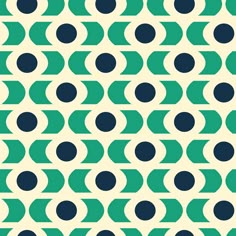 a green and white geometric pattern with circles on the bottom, in shades of blue