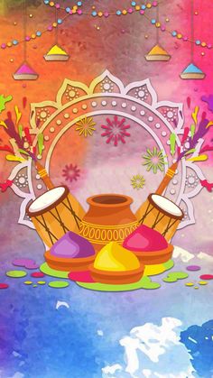 an artistic painting with colorful colors and decorations