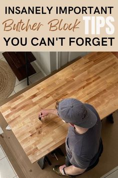 how to seal butcher block countertops kitchen counters Navy Blue Kitchen Cabinets Modern Butcher Blocks, Diy Desk With Butcher Block Top, Polyurethane Wood Countertops, Poly Butcher Block Countertops, Butcher Block Ideas Projects, Butcher Block Color Ideas, Butcher Block Top Desk, Butcher Block Kitchen Table Diy, Basement Bar Butcher Block Countertops