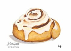 a drawing of a pastry with icing on it