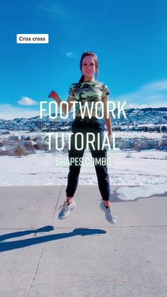 a girl jumping in the air with her hands out and text reading footwork tutor