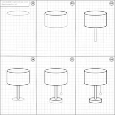 how to draw a table lamp step by step