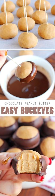 chocolate peanut butter easy buckeyes on a stick