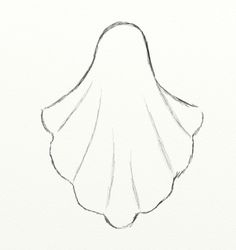 a drawing of a shell on a white paper