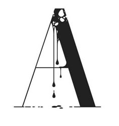 a black and white image of the letter a with drops of water hanging from it