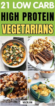 20 low carb high protein vegetarian recipes that are delicious, easy to make, and healthy. #highprotein #lowcarb #vegetarian High Protein Low Carb Vegetarian, Low Carb Vegetarian Meals, Meals For Vegetarians, Low Carb High Protein Meals, Protein Vegetarian, High Protein Meals, Low Carb High Protein, High Protein Vegetarian Recipes