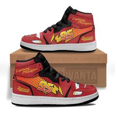 Lightning McQueen Kid Sneakers Cars Carstoom Movies Custom-Gear Wanta Lightning Mcqueen Converse, Lightning Mcqueen Shoes, Batman Shoes, Cars Cartoon, Disney Sneakers, Queen Gifts, Masc Outfits, Beach Bucket, Mcqueen Sneakers