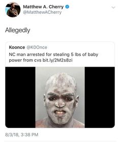 a man with white paint on his face is shown in an image from the twitter account