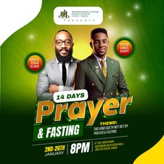 a flyer for a pastoric event with two men in suits and ties on green background