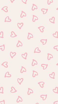 pink hearts are drawn on a white wallpaper with pastel pink and pale colors