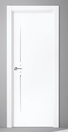 an open white door on a gray wall