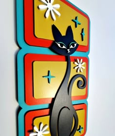 Vintage Inspired Sassy Cat Geometric Retro Sign for Mid Century Modern Wall Décor - Etsy Midcentury Graphics, Space Cat Art, Atomic Age Decor, Atomic Kitty, Mid Century Diy, Cat Geometric, Mid Century Modern Wall Decor, Google Art, Kennel Ideas