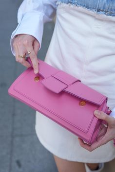 Make a bold fashion statement with the "Fuchsia Clamshell Rectangle Bag" from Lunarity Garage. This vibrant and eye-catching accessory features a sleek rectangular design in a striking fuchsia color, adding a pop of color and personality to your ensemble. The fuchsia hue exudes confidence and energy, making it a perfect choice for those who love to stand out. Crafted with meticulous attention to detail, this bag offers both style and functionality. The unique clamshell closure adds a modern and Pink Rectangular Box Bag For Daily Use, Chic Pink Rectangular Case Shoulder Bag, Luxury Pink Box Bag With Adjustable Strap, Pink Rectangular Case Box Bag For Shopping, Pink Rectangular Box Bag For Shopping, Modern Pink Pouch Box Bag, Pink Mobile Phone Bag In Rectangular Shape, Pink Mobile Phone Bag In Rectangular Case, Chic Pink Mobile Phone Bag