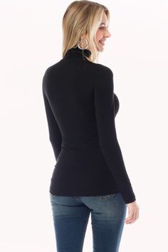 Turtleneck/Mock Neck Top See size 1X-3X here Black Winter Tops For Layering, Black Turtleneck For Layering, Black Winter Layering Tops, Black Long Sleeve Mock Neck Top For Layering, Black Mock Neck Top With Long Sleeves For Layering, Black Stretch Turtleneck With Funnel Neck, Fitted Black Turtleneck Top, Black Mock Neck Top For Layering, Black Fitted Turtleneck Top