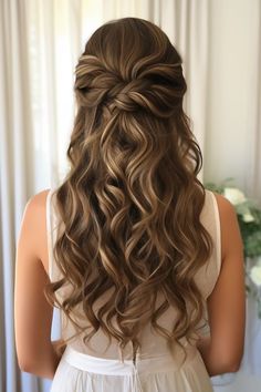 #BEAUTY, #RELATIONSHIPS #Fashion #Animals #Outfits #Winter Outfits #Animals Wedding Hairstyles Brown Hair Half Up, Big Curls Hairstyles, Heavy Hairstyles, Brunette Braids, Jordans Wedding, Heavy Highlights, Bridesmaid Hair Inspo, Formal Hairstyles For Long Hair, Bridesmaid Hair Makeup