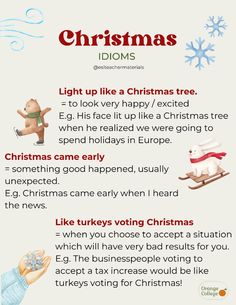 christmas idioms for kids and adults to learn how to use them in the classroom