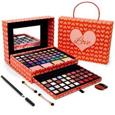 PRICES MAY VARY. Toysical 2-Tier Makeup for Teens - Kids Makeup Kit for Girl, Real Washable Makeup for Teen Girls or Women - Non Toxic Makeup Gift Set 86 Colours Full Makeup Starter Kit for Teenagers Portable Two-Tier Case Design: Take your makeup essentials wherever you roam with this adorable heart-shaped case featuring a convenient ribbon handle. Inside of this makeup set you can find two tiers for organized storage and a built-in mirror for effortless touch-ups on the fly. Universal Color Ar Teenage Makeup, Kids Makeup Kit, Basic Makeup Kit, Toxic Makeup, Makeup Gift Set, Makeup Starter Kit, Makeup Kit For Kids, Makeup Artist Kit, Non Toxic Makeup