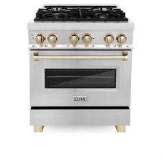 ZLINE Autograph Edition 30 Inch 4.0 cu. ft. Dual Fuel Range with Gas Stove and Electric Oven in Stainless Steel with Accents The ZLINE RAZ-30 provides a professional culinary experience by pairing unmatched performance with personalized touches. The Autograph Edition Series creates a luxury look that will transform your space by encompassing limitless beauty, precision, and quality. Achieve ZLINE Attainable Luxury® excellence with innovative features designed to enhance your kitchen's capability Zline Autograph Edition, Gas Ranges, Dual Oven, Kitchen Appliance Packages, Dual Fuel Ranges, Iron Grate, Appliance Packages, Gas Oven, Gas Burners