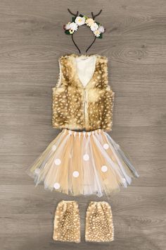 Woodland Deer Vest & Tutu Costume Set Costume Sparkle In Pink Toddler Deer Costume Girl, Deer Costume Toddler, Kids Deer Costume, Deer Costume Diy, Deer Costume Women, Girl Deer Costume, Woodland Elf Costume, Deer Costume For Kids, Baby Deer Costume