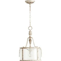 a light fixture hanging from the ceiling with a glass cage on it's side