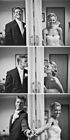 black and white photos of a bride and groom