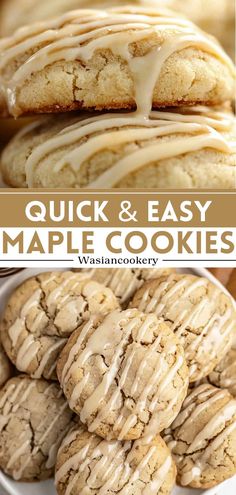 A plate of soft maple cookies glazed with maple icing. Apple Maple Cookies, Maple Drop Cookies, Maple White Chocolate Chip Cookies, Maple Chai Latte Cookies, Best Large Batch Cookies, What To Make With Maple Syrup, Chewy Maple Cinnamon Cookies, Easy Maple Cookies, Canadian Maple Cookies Recipe