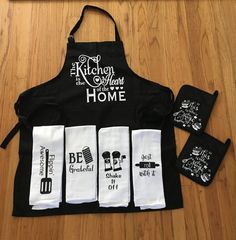 the aprons are designed to look like they have different designs on them