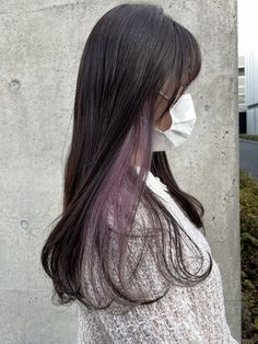 Purple Highlights Brown Hair, Hidden Hair Color, Korean Hair Color, Hair Tint, Hair Color Streaks, Lilac Hair, Hair Streaks, Lavender Hair