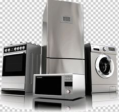 several appliances are stacked on top of each other