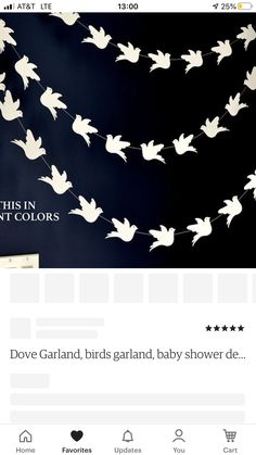 the website for dove garlands is displayed on an iphone screen, and it appears to be looking like they are flying in the sky