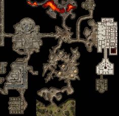 a bunch of different types of maps on a black background with red flames coming out of them