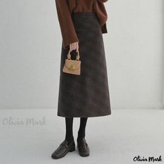 Olivia Mark - High Waist Plaid Midi Skirt: Perfect Winter Pairing with Sweaters and Knit Dresses Tartan Midi Skirt, Midi Skirt Winter, Knitted Winter Dress, Casual Maxi Skirt, Plaid Midi Skirt, Perfect Winter Outfit, Vintage Maxi Skirt, Midi Skirt Pattern, Wool Sweater Dress