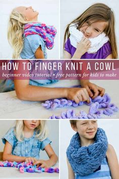 how to finger knit a cowl for beginners video included free pattern for kids to make