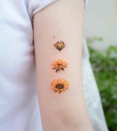 three sunflowers on the left arm