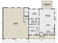 the floor plan for a house with two bedroom and an attached garage, as well as a