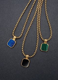 Men's Gold Necklace with Square Blue Lapis Pendant - Nialaya Jewelry Notes Drawing, Mens Accessories Necklace, Gold Necklace For Men, Necklace Product, Lapis Pendant, Modern Necklace, Mens Fashion Jewelry, Malachite Pendant, Fancy Jewellery Designs