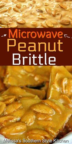 microwave peanut brittle recipe with text overlay