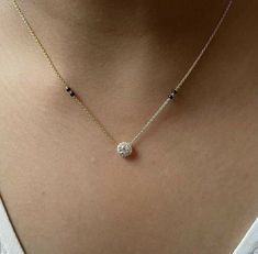 Mangalsutra Design Simple, Mini Mangalsutra Designs Gold, Simple Mangalsutra Design, Solitaire Mangalsutra