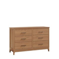 a wooden dresser with four drawers on one side and an open drawer on the other