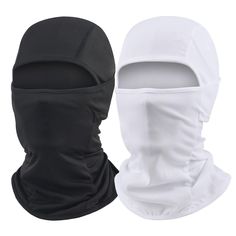 two white and black ski masks on a white background