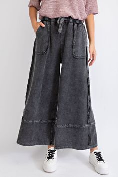 Easel Terry Palazzo Pants in Black – June Adel Umgee Clothing, Palazzo Style, Umgee Dress, Exposed Seams, Brand Clothing, Love Clothing, Plus Dresses, Women Clothing Boutique, Palazzo Pants