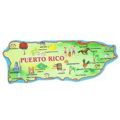 Puerto Rico Map Magnet, Travel Souvenir Magnetic Decal, 5 Inches Puerto Rico Map, Metal Cabinets, Best Beaches To Visit, Puerto Rican Culture, Caribbean Island, Historical Landmarks, Beaches In The World