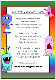 the worry monster poem for kids