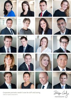 many different headshots of people in suits and ties, all smiling for the camera