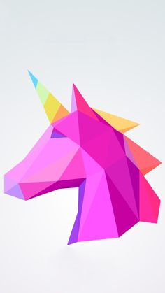 an abstract unicorn head made up of different colors