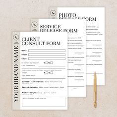 three service request forms on top of each other next to a pen and paper clipping