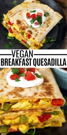 an image of breakfast quesadilla on a plate