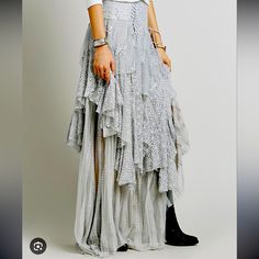 Iso This Skirt In Any Size (Prefer Small, But Can Make Any Size Work). Open To Other Colors. Thanks!! Grey Tulle Skirt, Handkerchief Skirt, Tiered Dresses, Free People Maxi, Maxi Lace Skirt, Layered Fabric, Free People Clothing Boutique, Free People Skirt, Free People Clothing