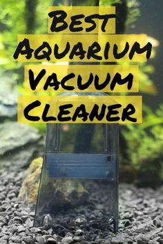 the words best aquarium vacuum cleaner are in front of an aquarium with rocks and plants